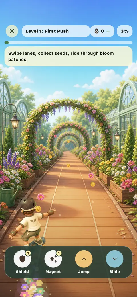 Bloomboard: Garden Rush gameplay on iPhone
