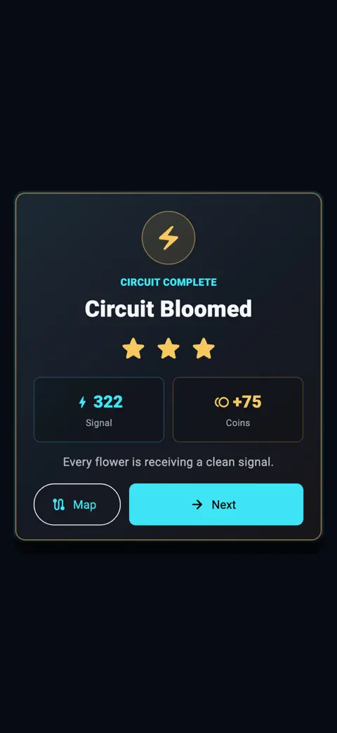 Circuit Bloom: Neon Bolt progression on iPhone