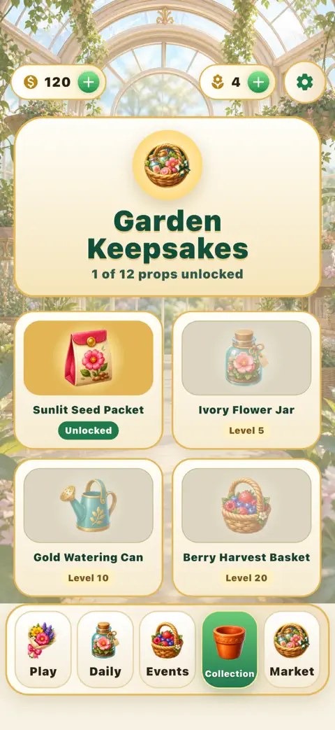 Garden Goods Jam progression on iPhone